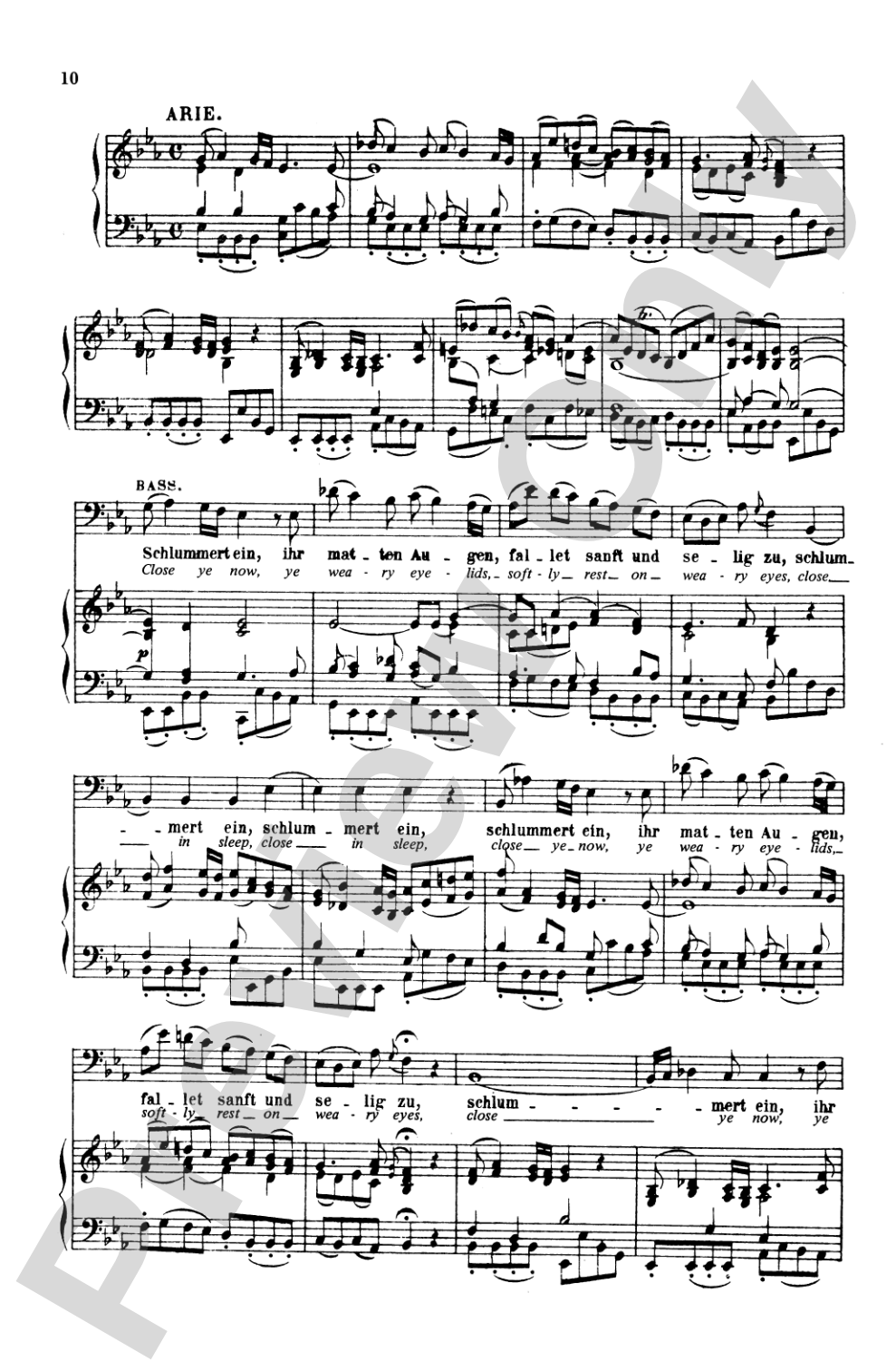 Bach: Bass Solo, Cantata No. 82, Ich Habe Genug (German/English): Bass Solo Voice Book