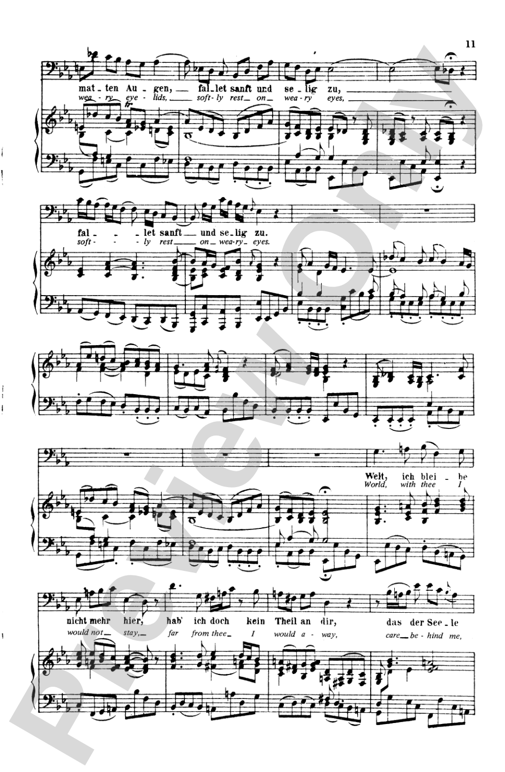 Bach: Bass Solo, Cantata No. 82, Ich Habe Genug (German/English): Bass Solo Voice Book