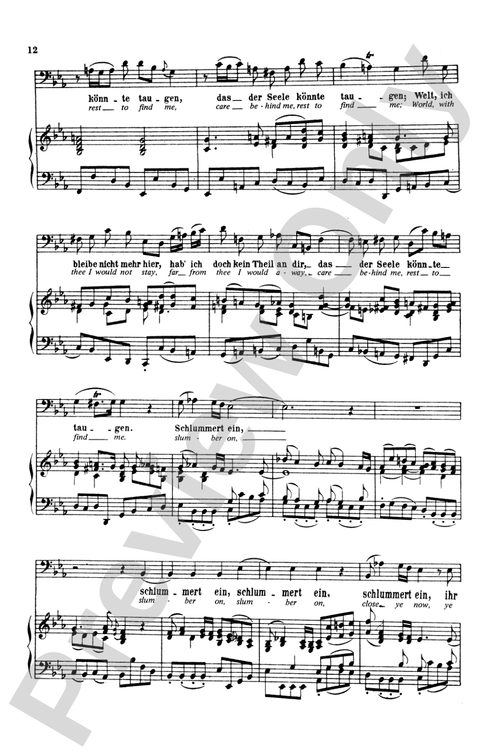 Bach: Bass Solo, Cantata No. 82, Ich Habe Genug (German/English): Bass Solo Voice Book
