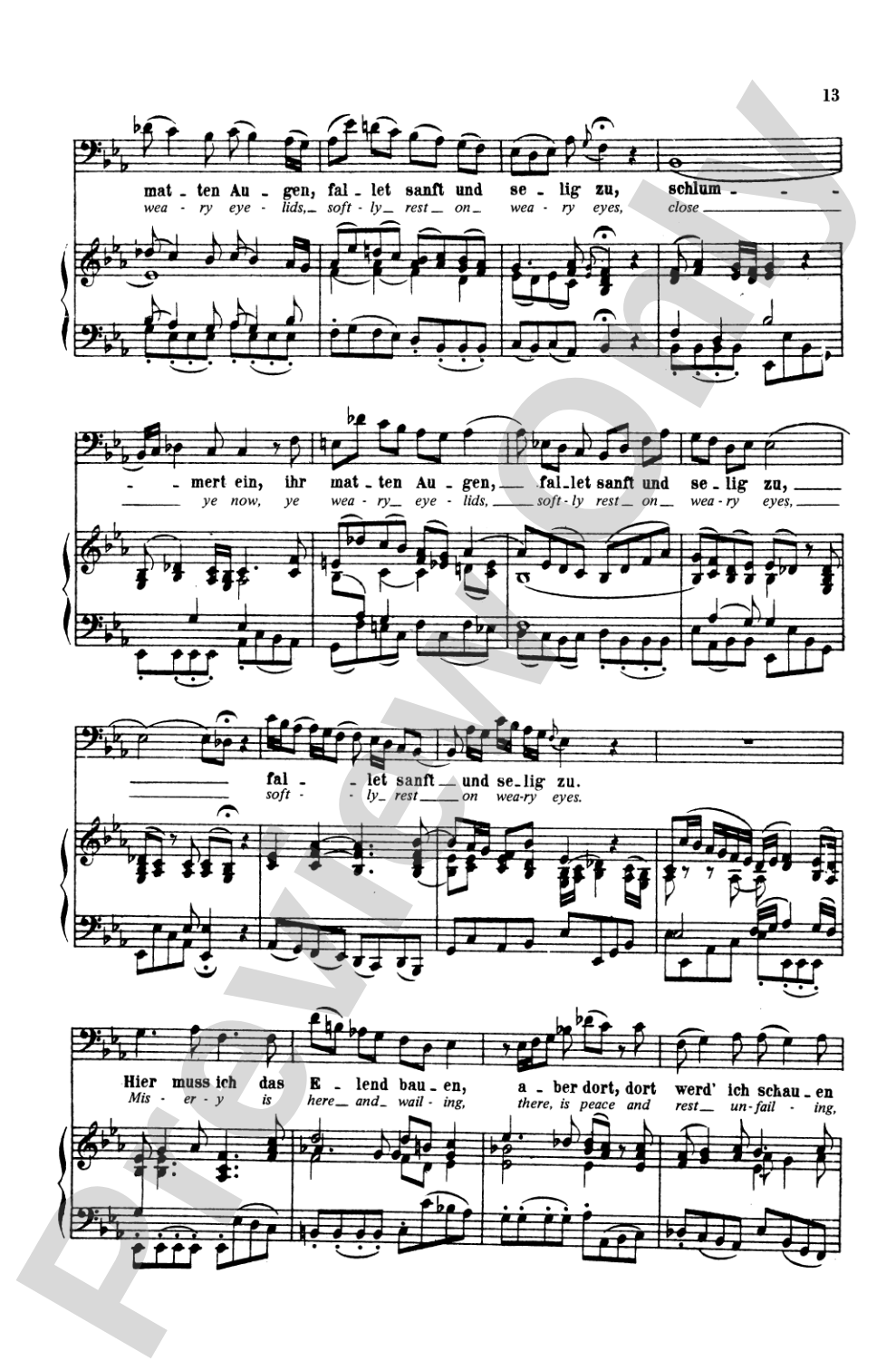 Bach: Bass Solo, Cantata No. 82, Ich Habe Genug (German/English): Bass Solo Voice Book