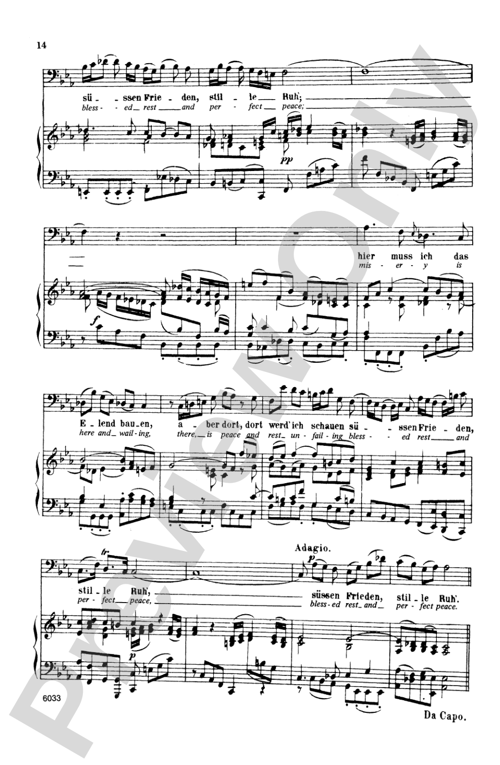 Bach: Bass Solo, Cantata No. 82, Ich Habe Genug (German/English): Bass Solo Voice Book