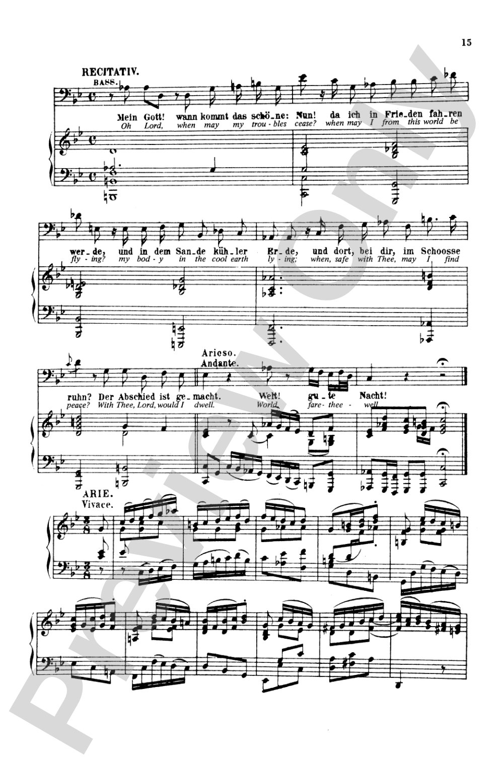 Bach: Bass Solo, Cantata No. 82, Ich Habe Genug (German/English): Bass Solo Voice Book