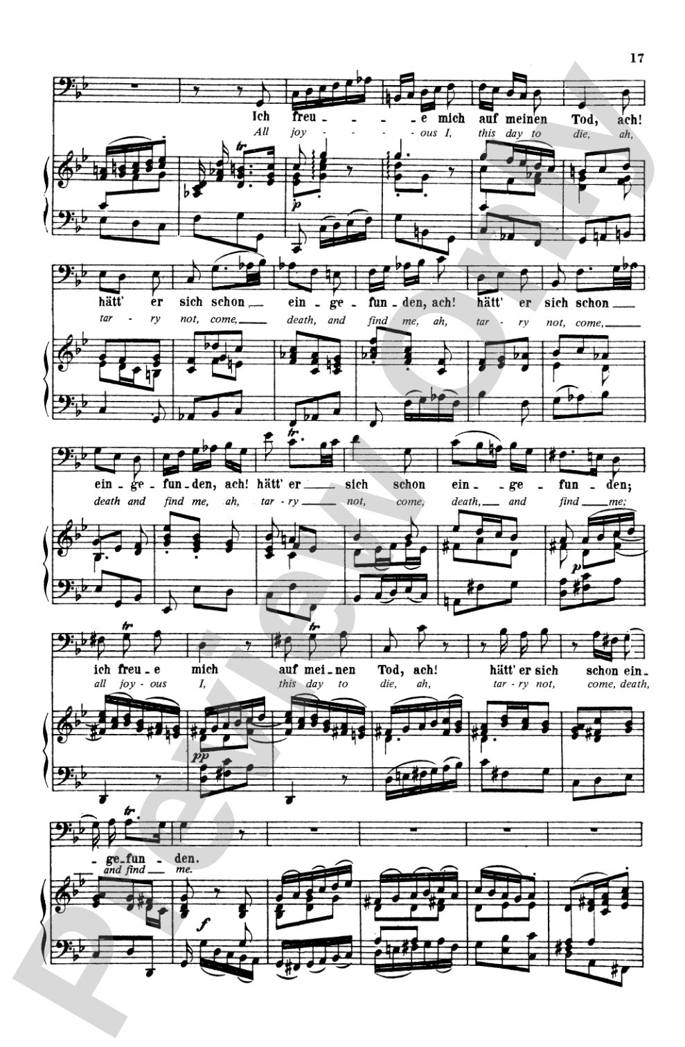 Bach: Bass Solo, Cantata No. 82, Ich Habe Genug (German/English): Bass Solo Voice Book
