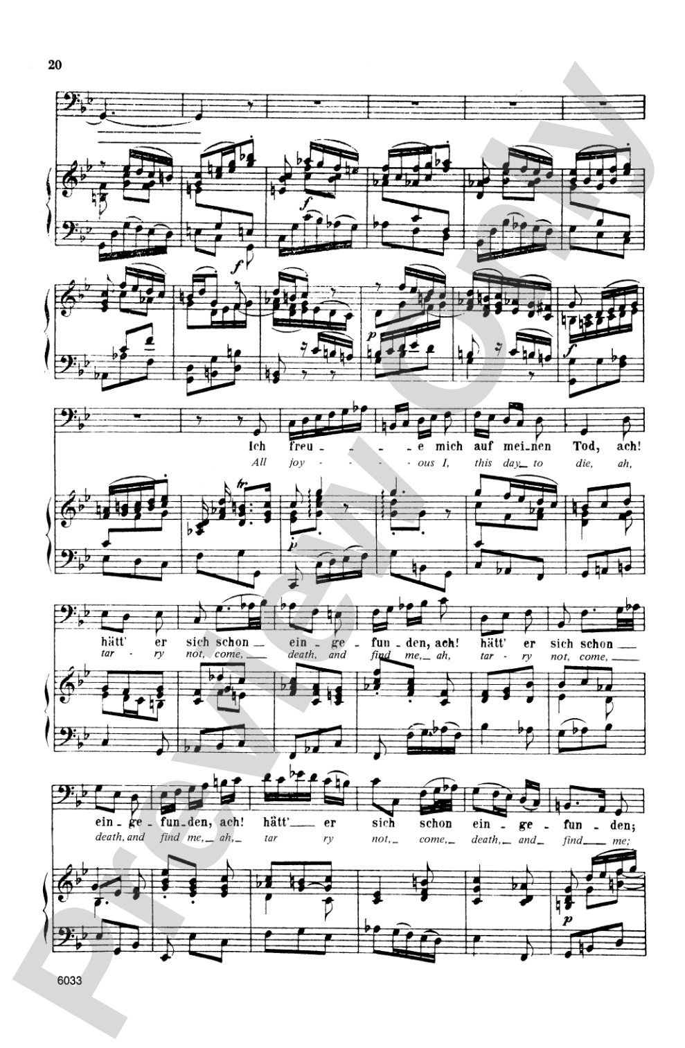 Bach: Bass Solo, Cantata No. 82, Ich Habe Genug (German/English): Bass Solo Voice Book