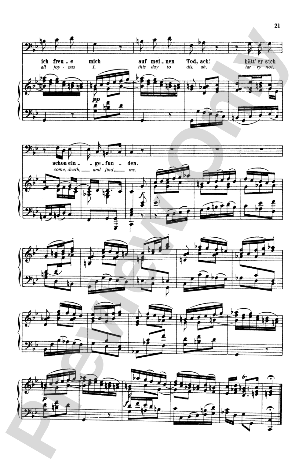 Bach: Bass Solo, Cantata No. 82, Ich Habe Genug (German/English): Bass Solo Voice Book