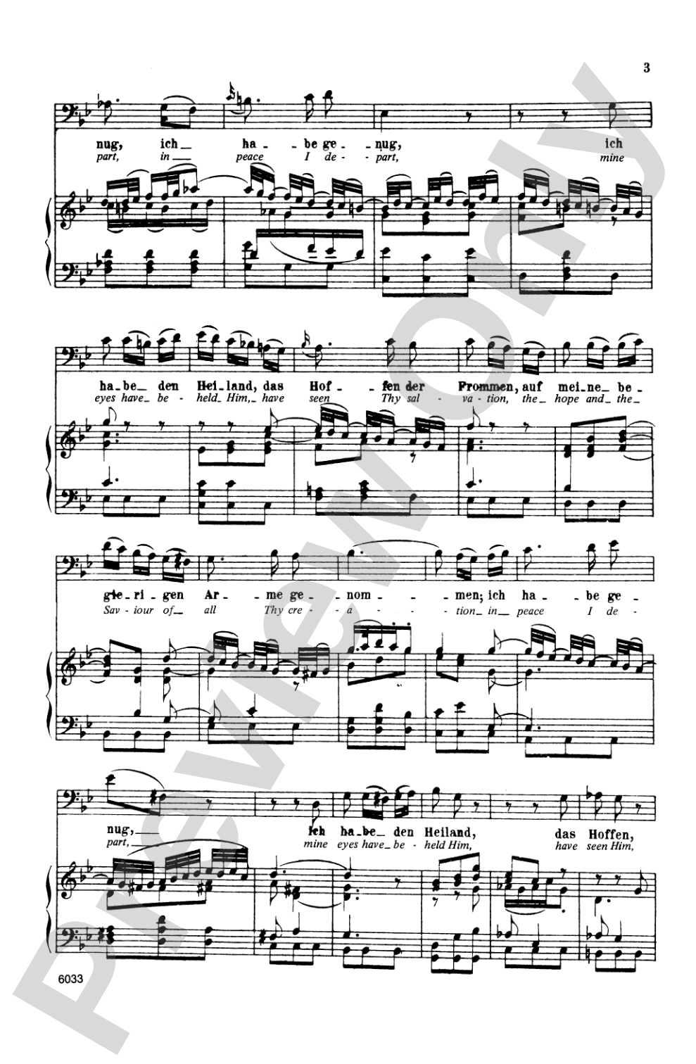 Bach: Bass Solo, Cantata No. 82, Ich Habe Genug (German/English): Bass Solo Voice Book