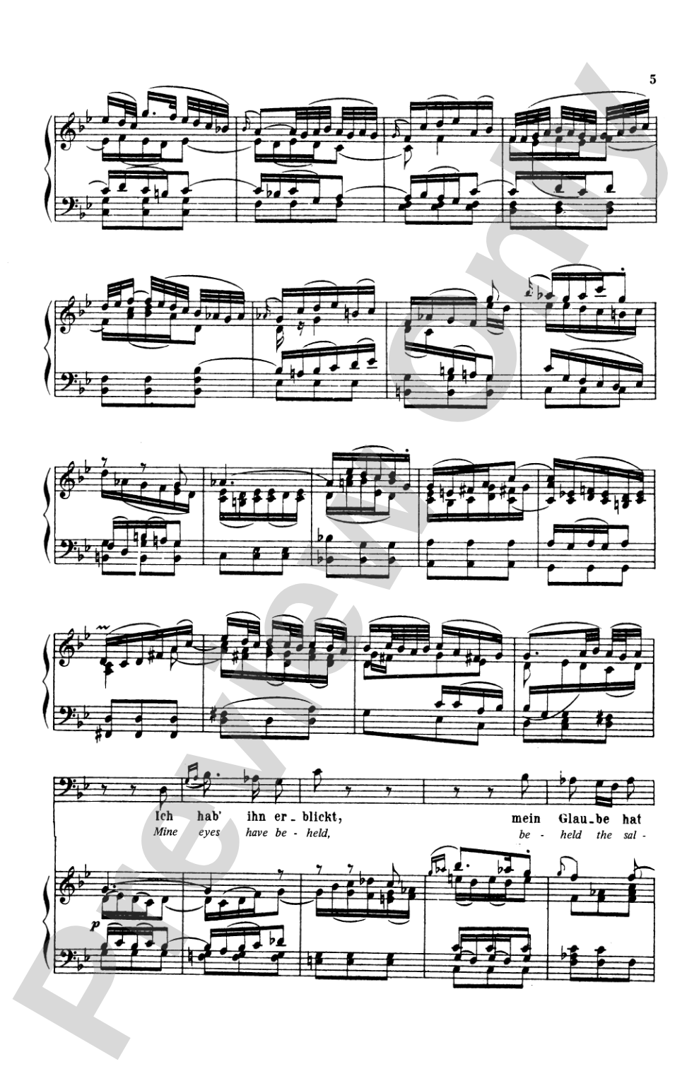 Bach: Bass Solo, Cantata No. 82, Ich Habe Genug (German/English): Bass Solo Voice Book