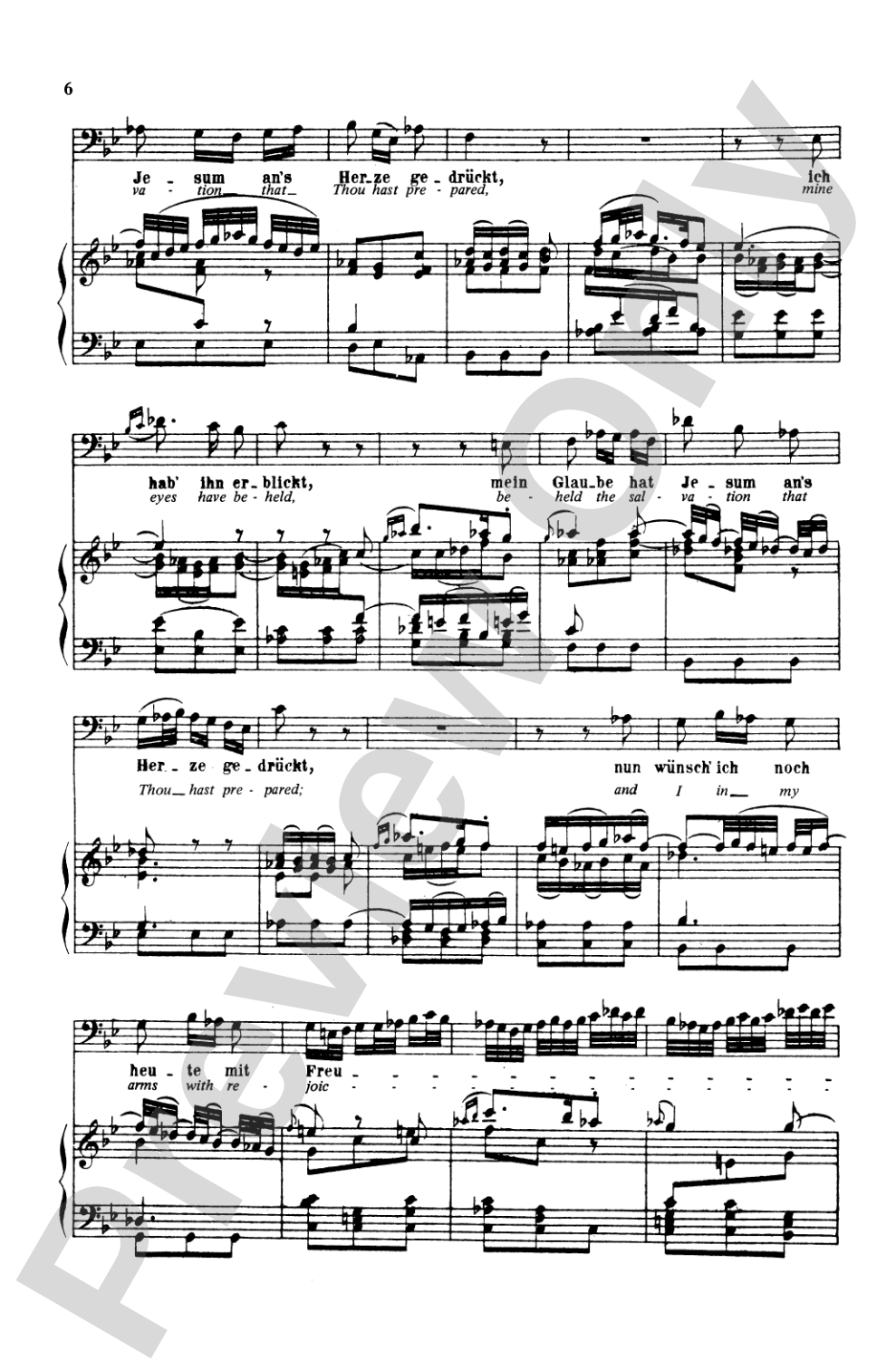 Bach: Bass Solo, Cantata No. 82, Ich Habe Genug (German/English): Bass Solo Voice Book