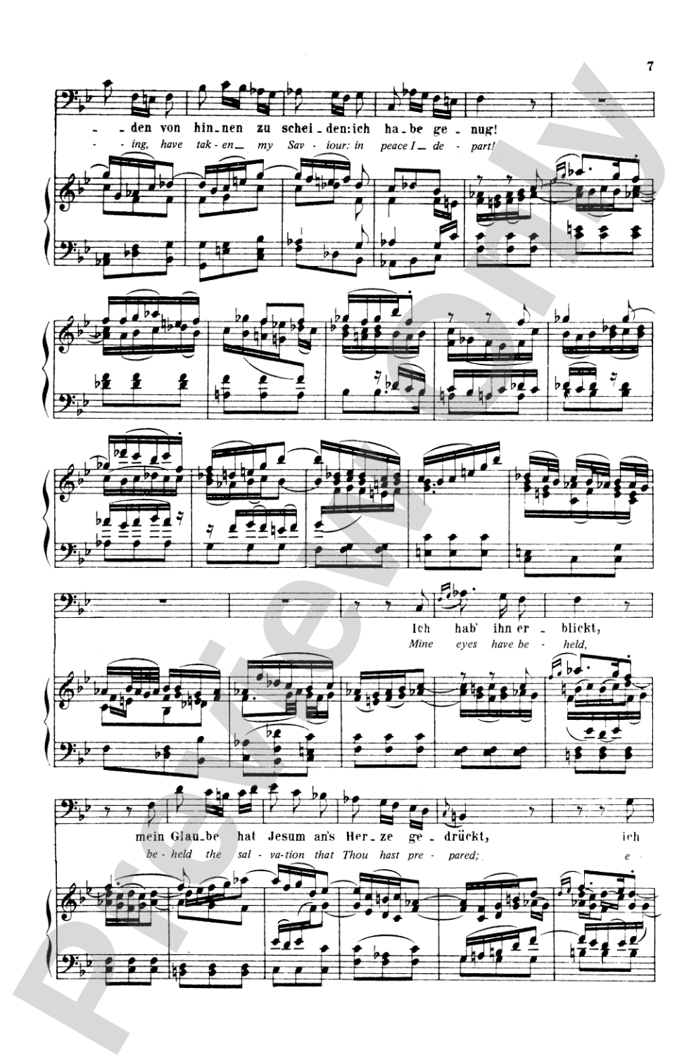 Bach: Bass Solo, Cantata No. 82, Ich Habe Genug (German/English): Bass Solo Voice Book