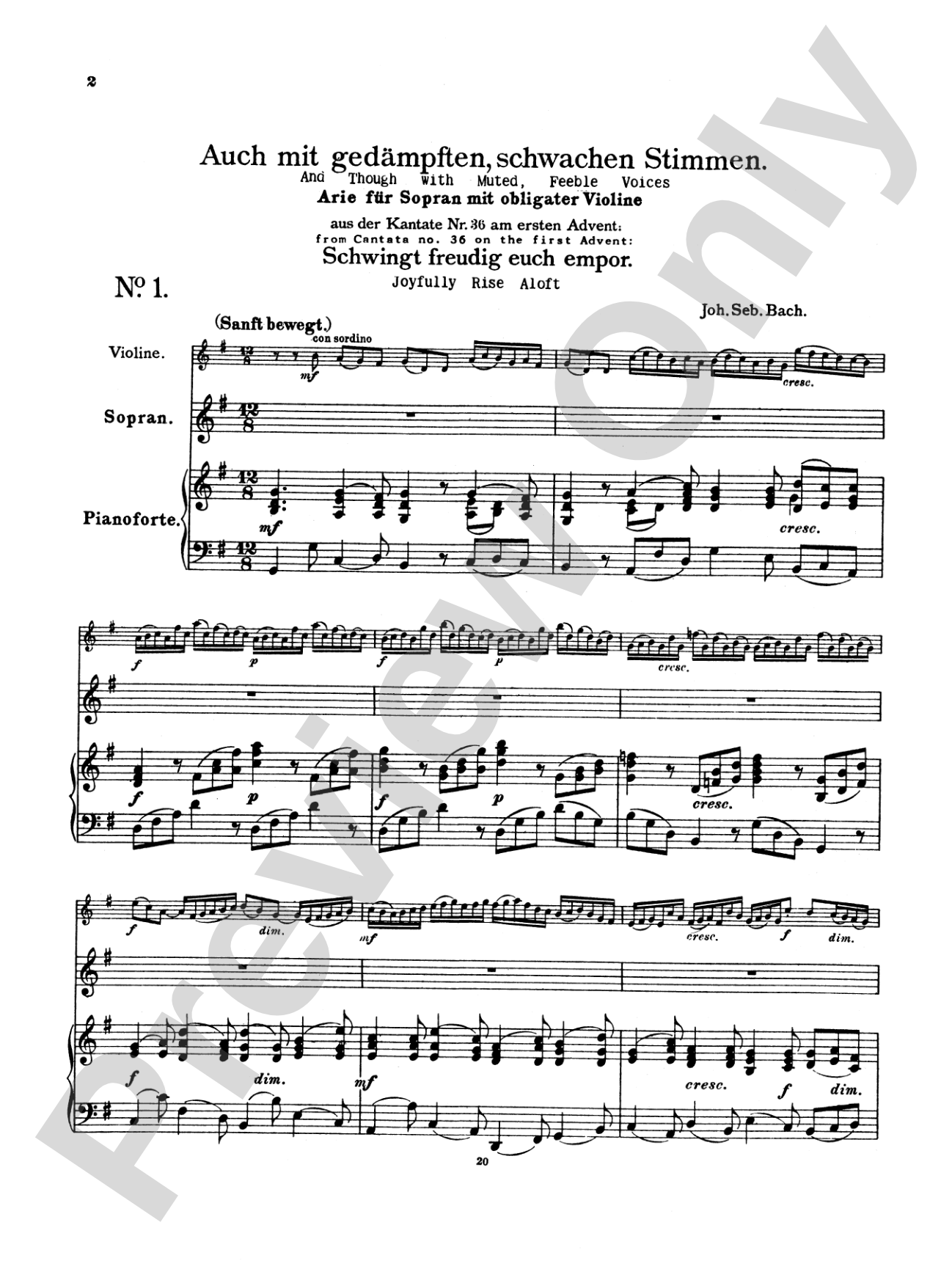 Bach: Soprano Arias from Church Cantatas, Volume I (Sacred) (German/English): Vocal Book