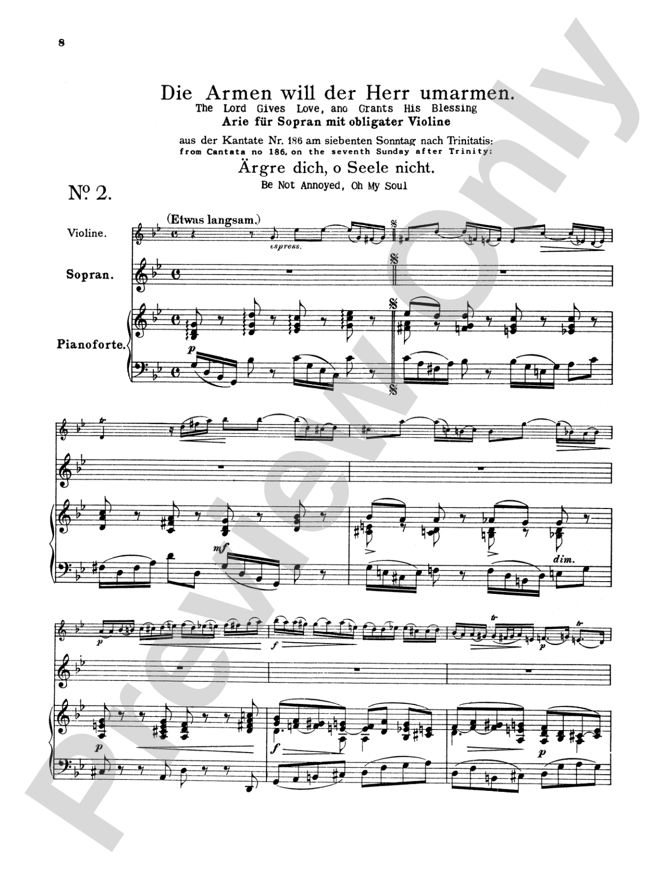 Bach: Soprano Arias from Church Cantatas, Volume I (Sacred) (German/English)