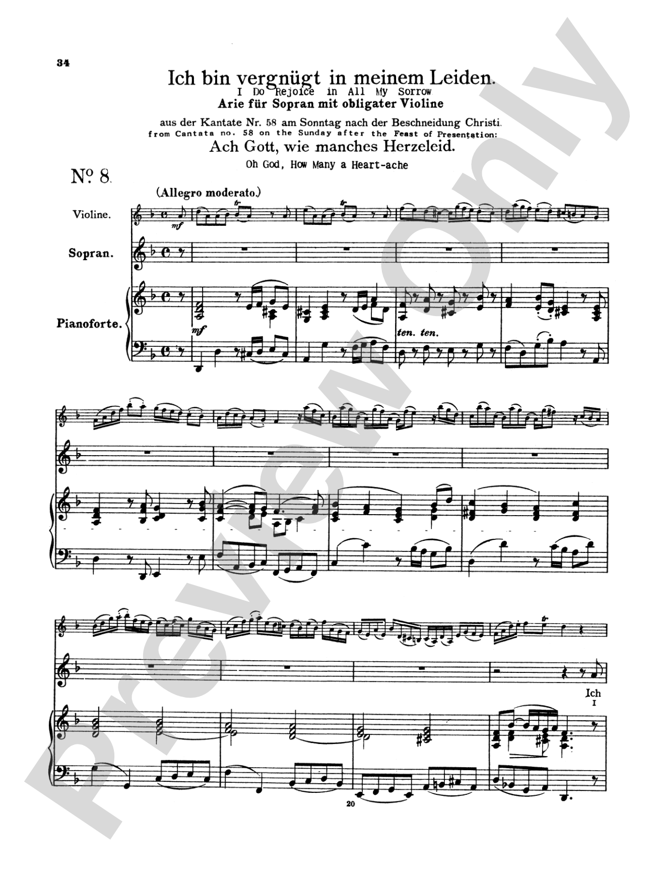 Bach: Soprano Arias from Church Cantatas, Volume I (Sacred) (German/English)