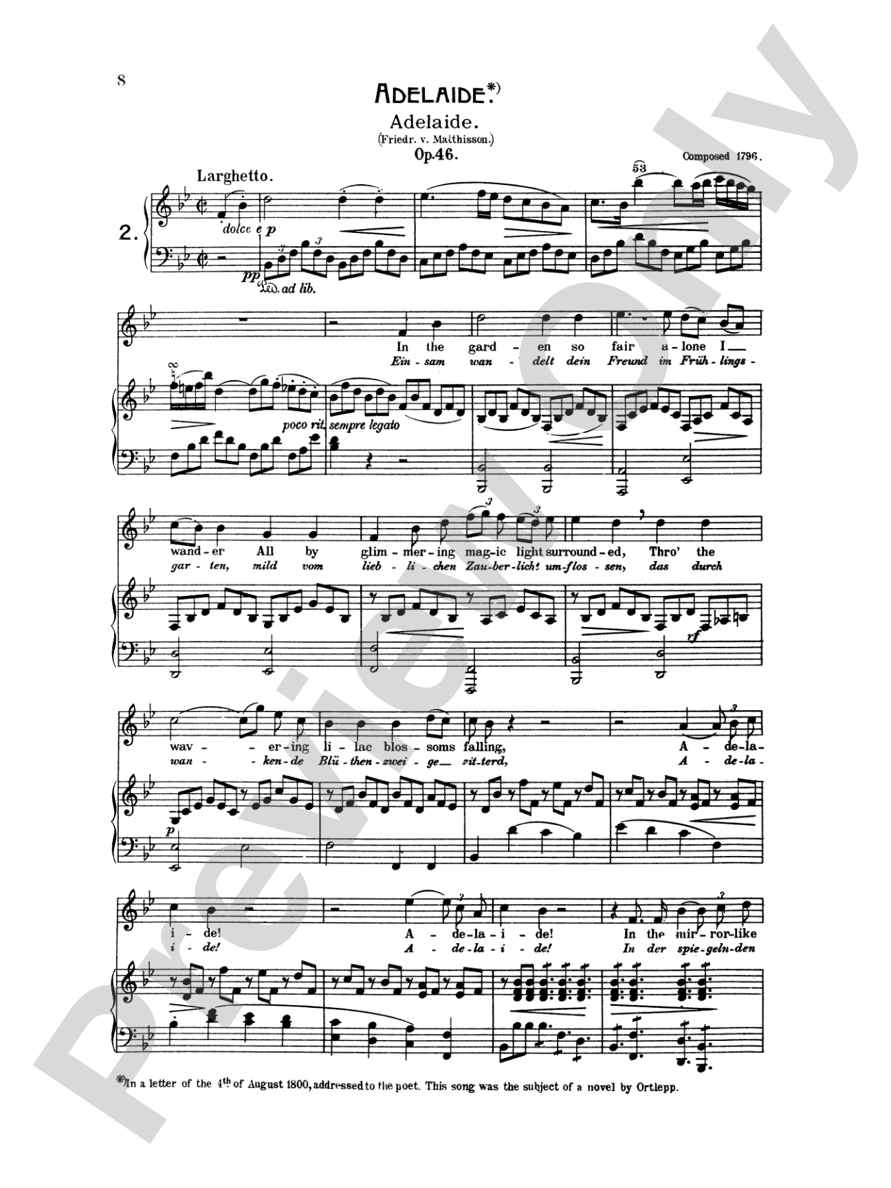 Beethoven: Songs (Complete)-- 66 songs, mostly for Medium Voice (German/English)