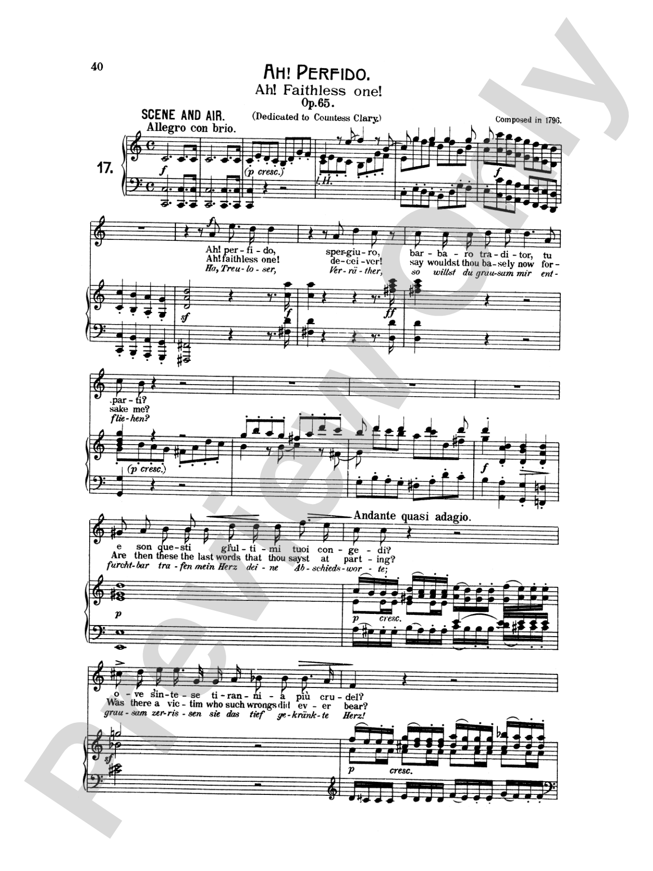 Beethoven: Songs (Complete)-- 66 songs, mostly for Medium Voice (German/English)