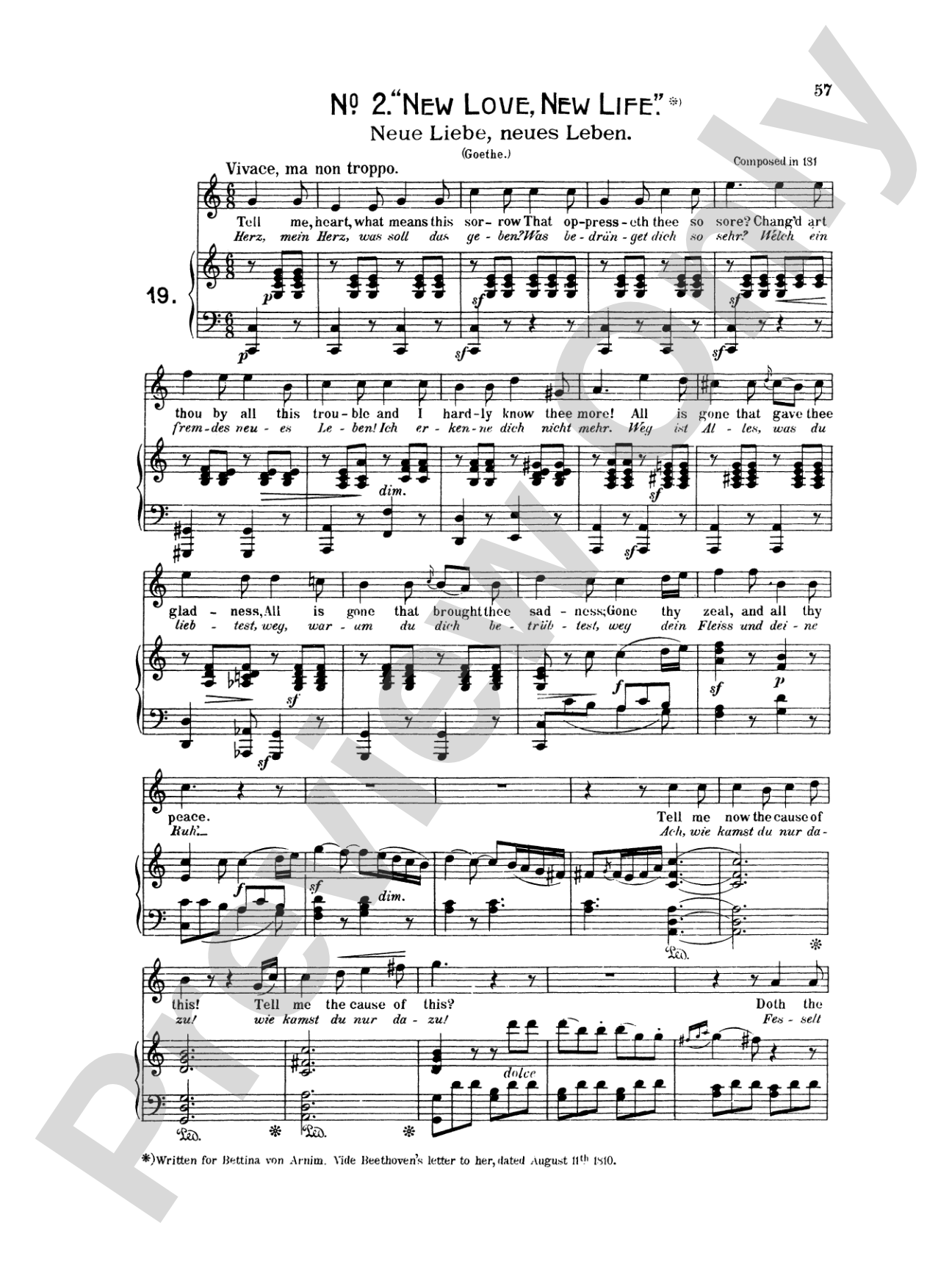 Beethoven: Songs (Complete)-- 66 songs, mostly for Medium Voice (German/English)