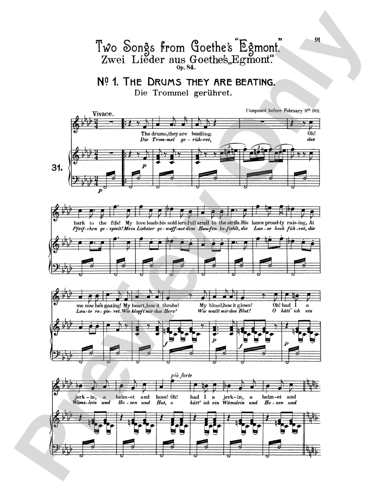 Beethoven: Songs (Complete)-- 66 songs, mostly for Medium Voice (German/English)