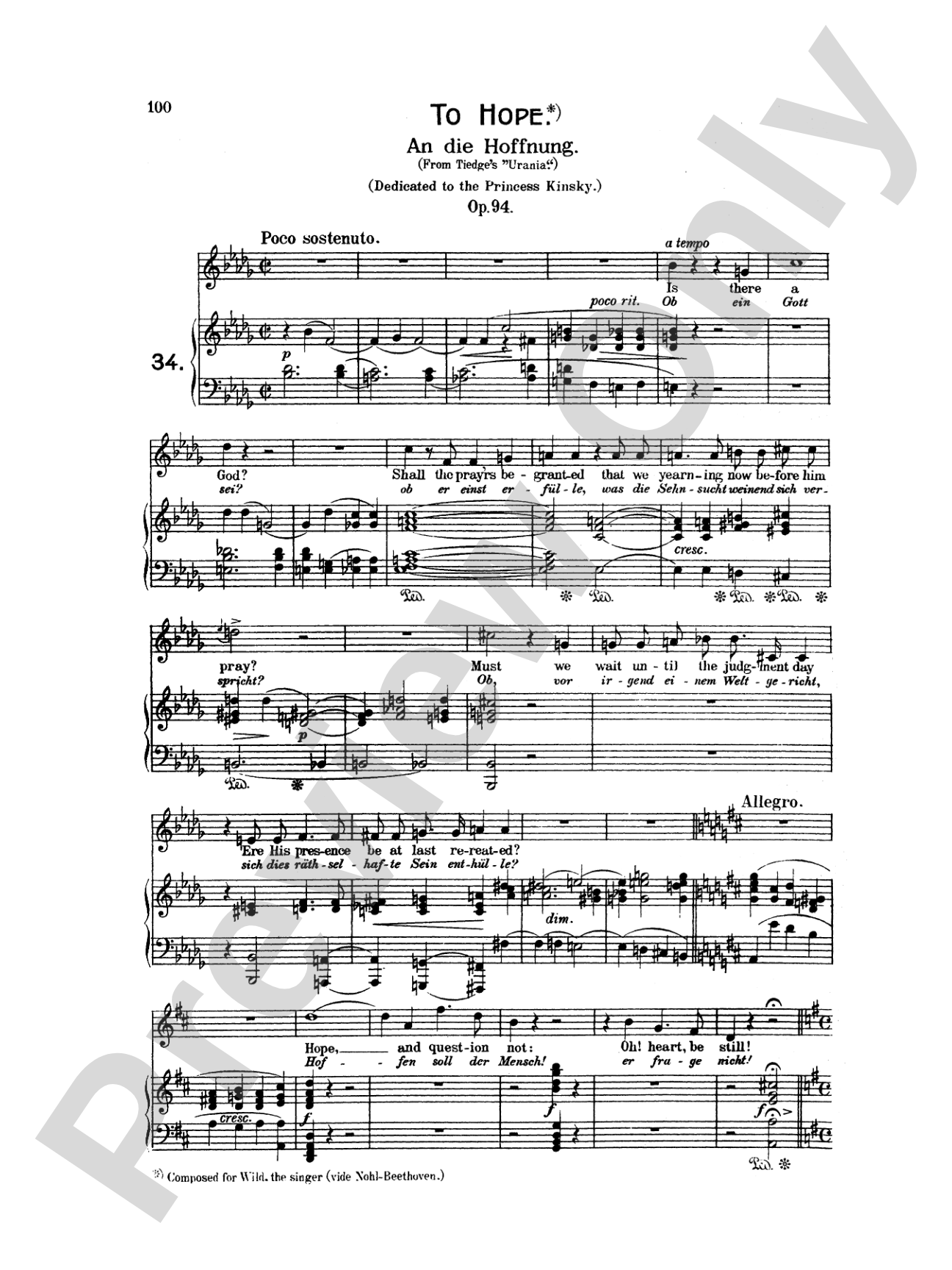 Beethoven: Songs (Complete)-- 66 songs, mostly for Medium Voice (German/English)