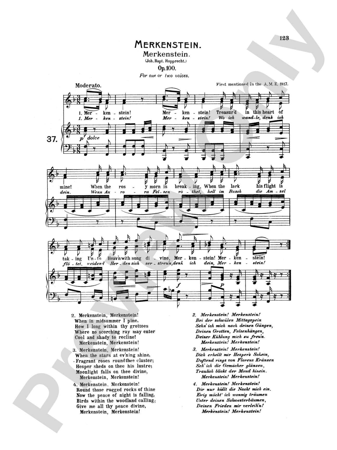 Beethoven: Songs (Complete)-- 66 songs, mostly for Medium Voice (German/English)