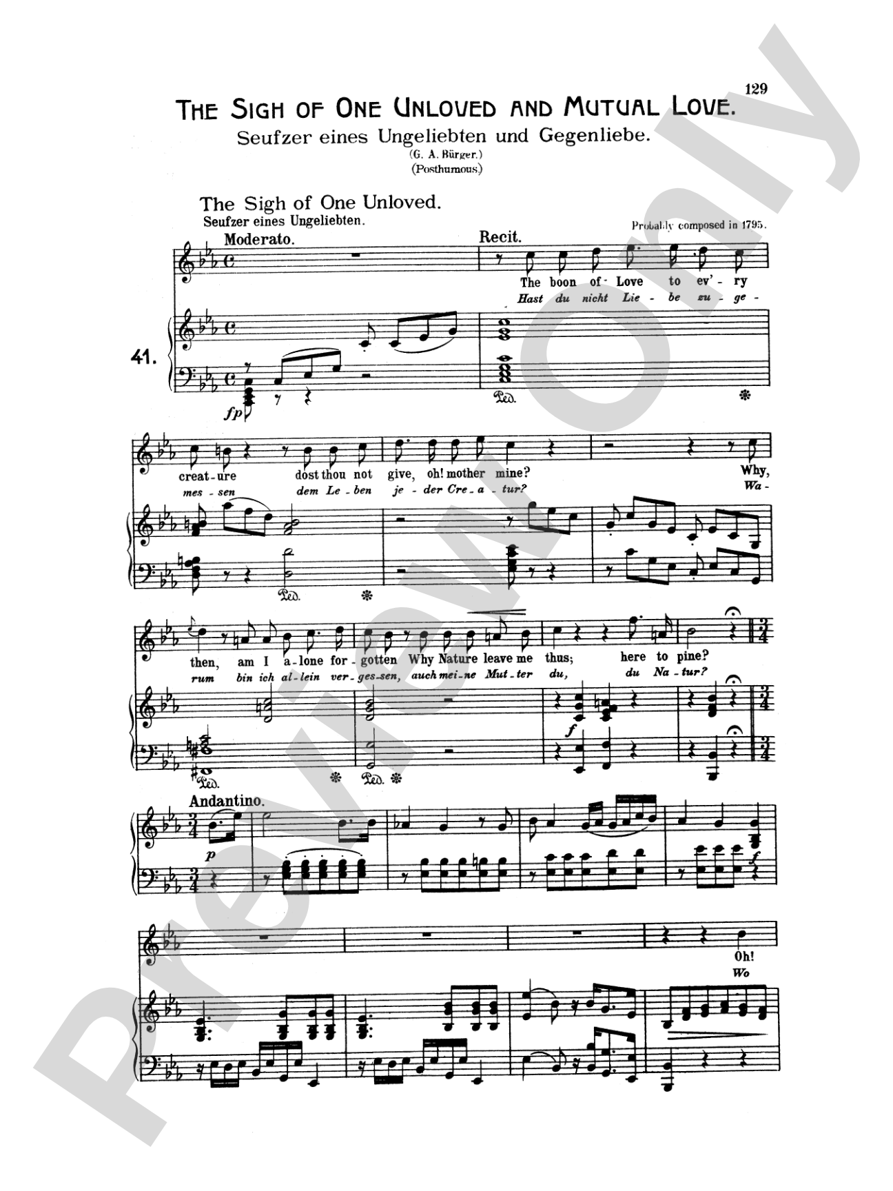 Beethoven: Songs (Complete)-- 66 songs, mostly for Medium Voice (German/English)
