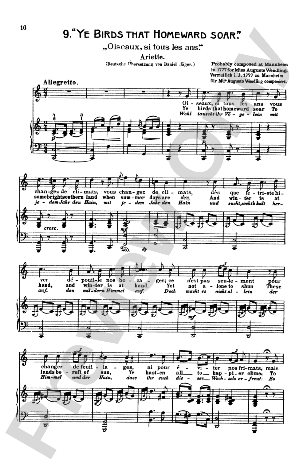 Mozart: 39 Songs for Medium High Voice (German/English/French/Italian)