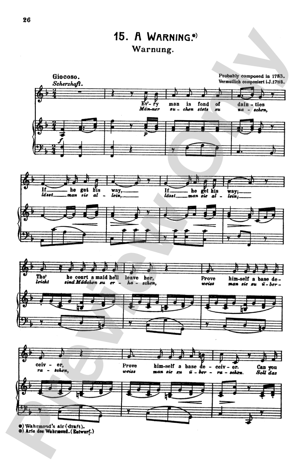 Mozart: 39 Songs for Medium High Voice (German/English/French/Italian)