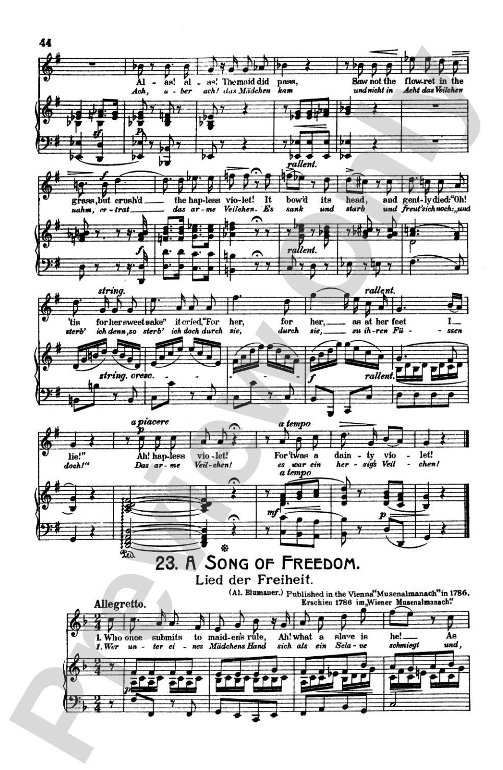 Mozart: 39 Songs for Medium High Voice (German/English/French/Italian)