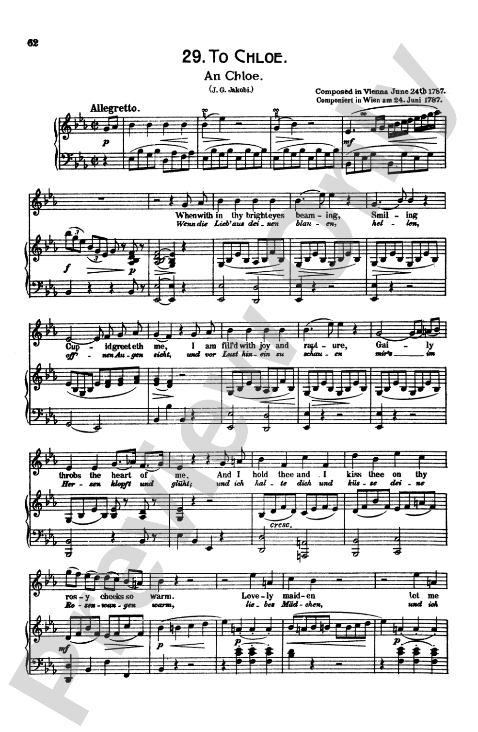 Mozart: 39 Songs for Medium High Voice (German/English/French/Italian)