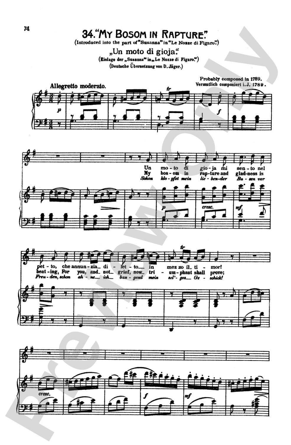 Mozart: 39 Songs for Medium High Voice (German/English/French/Italian)