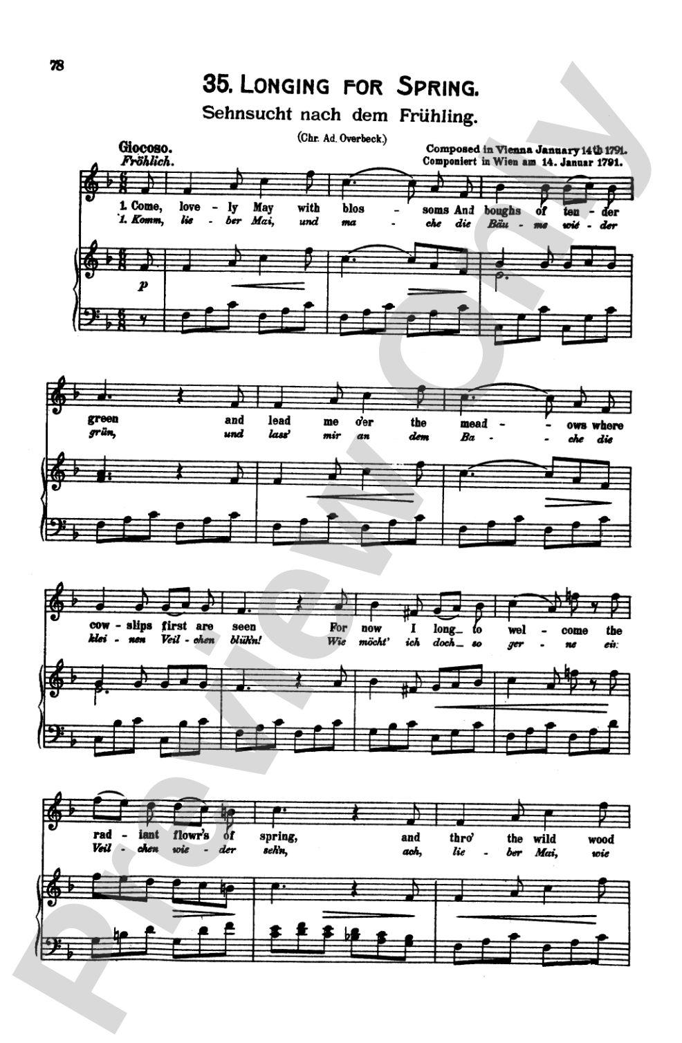 Mozart: 39 Songs for Medium High Voice (German/English/French/Italian)