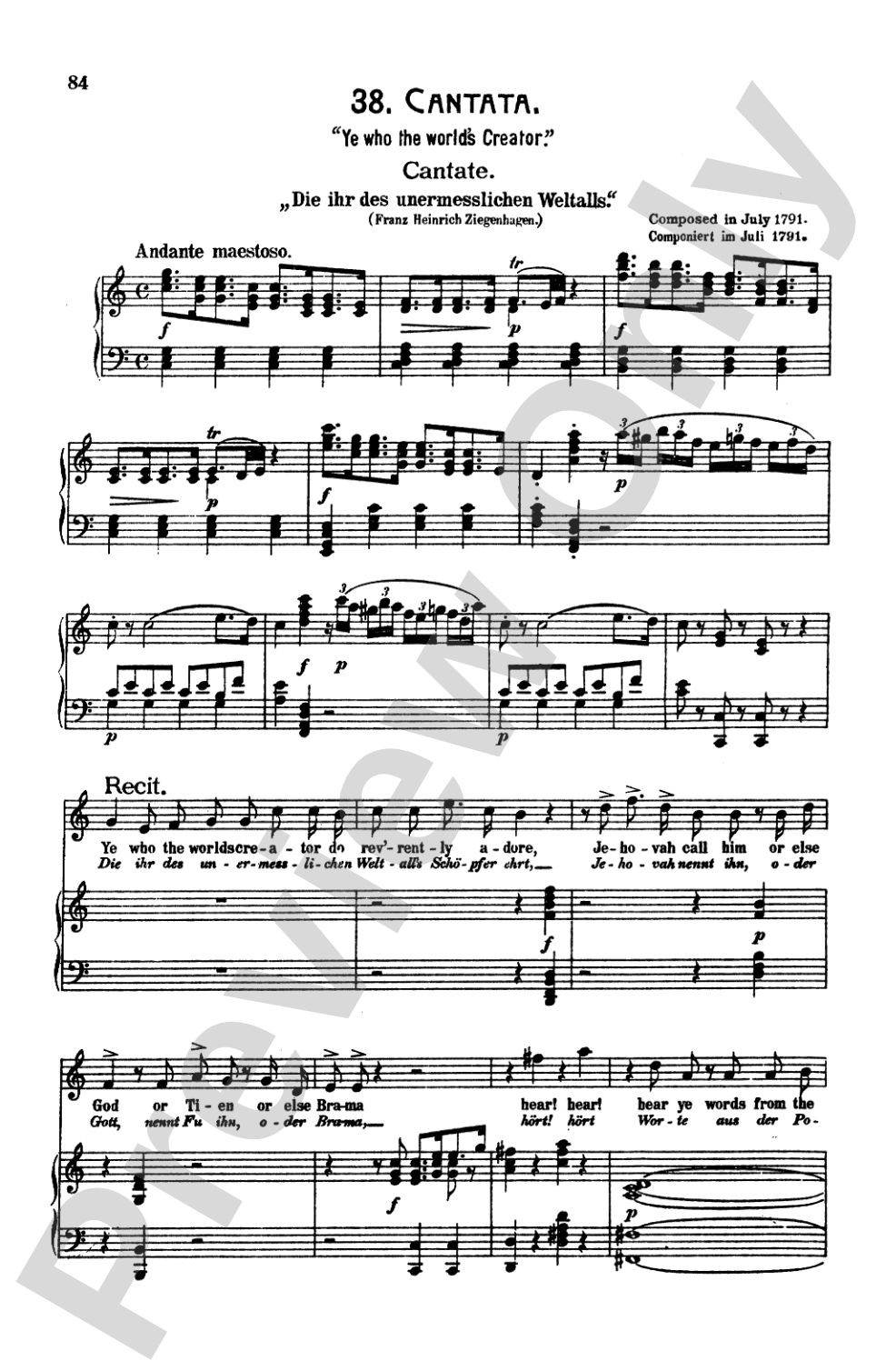 Mozart: 39 Songs for Medium High Voice (German/English/French/Italian)