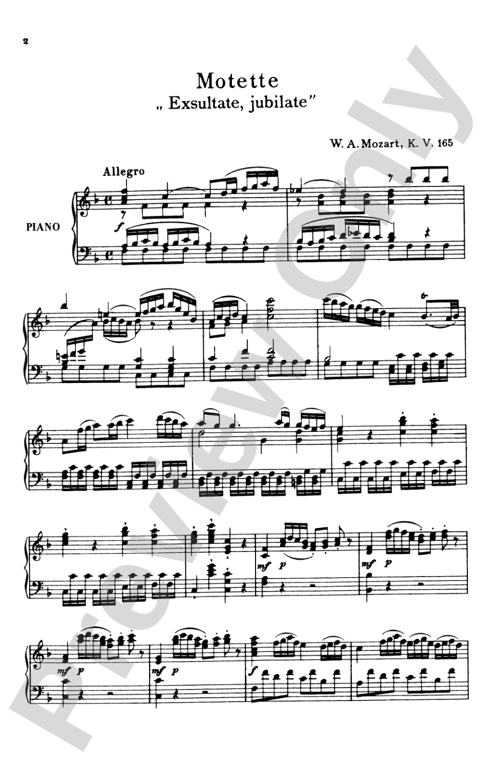 Mozart: Exultate Jubilate, K. 165, Motet for Soprano (Latin): Motet for Soprano Voice Book