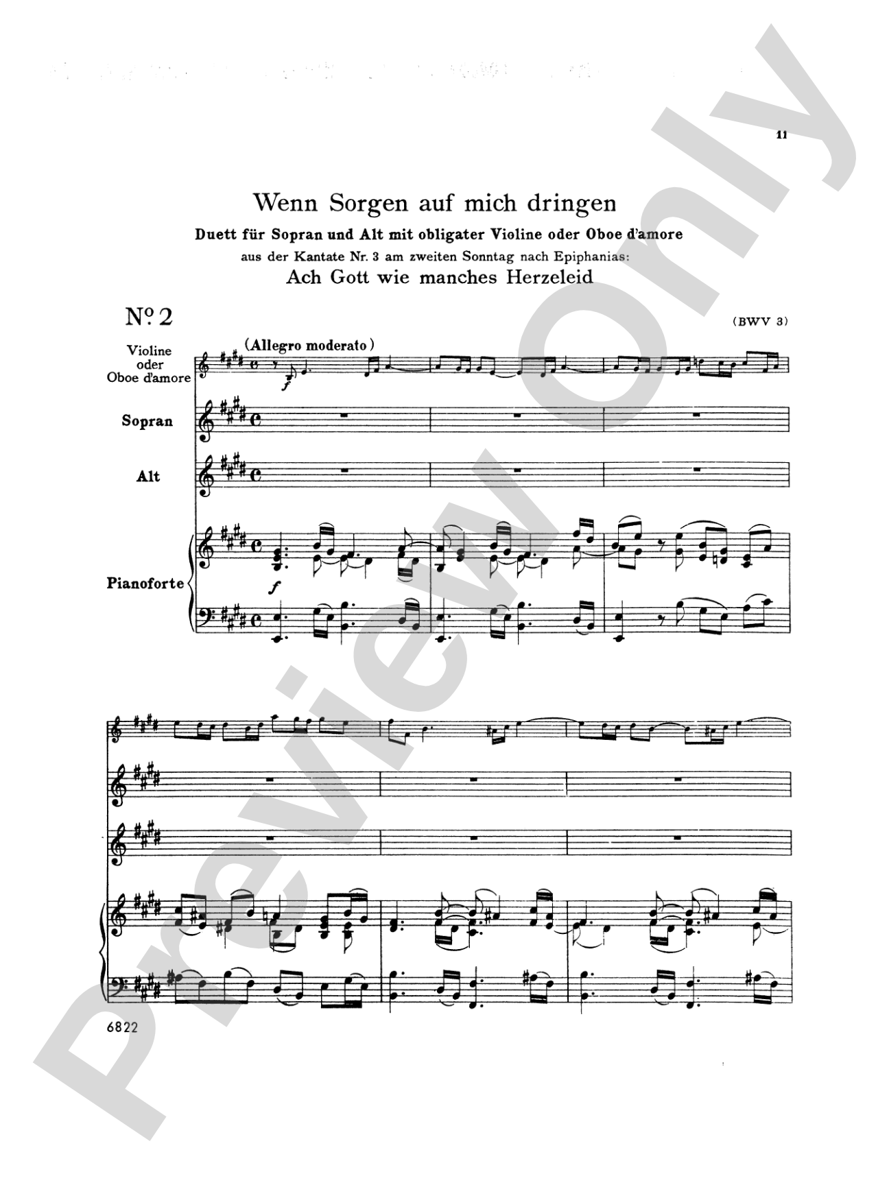 Bach: Arias from Church Cantatas (Soprano and Alto), Volume I (3 Duets) (German)