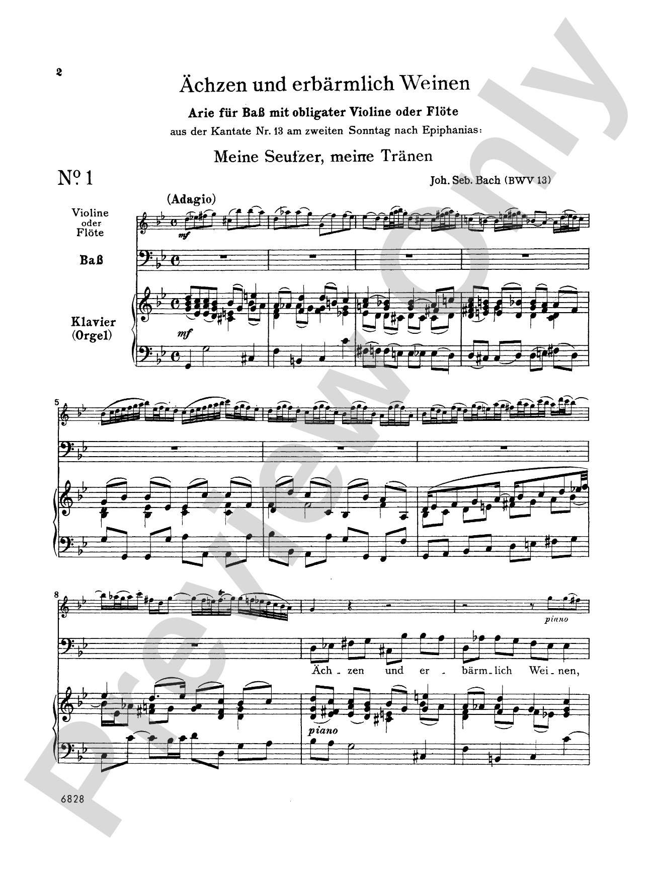 Bach: 12 Bass Arias from Church Cantatas (German): Vocal Book