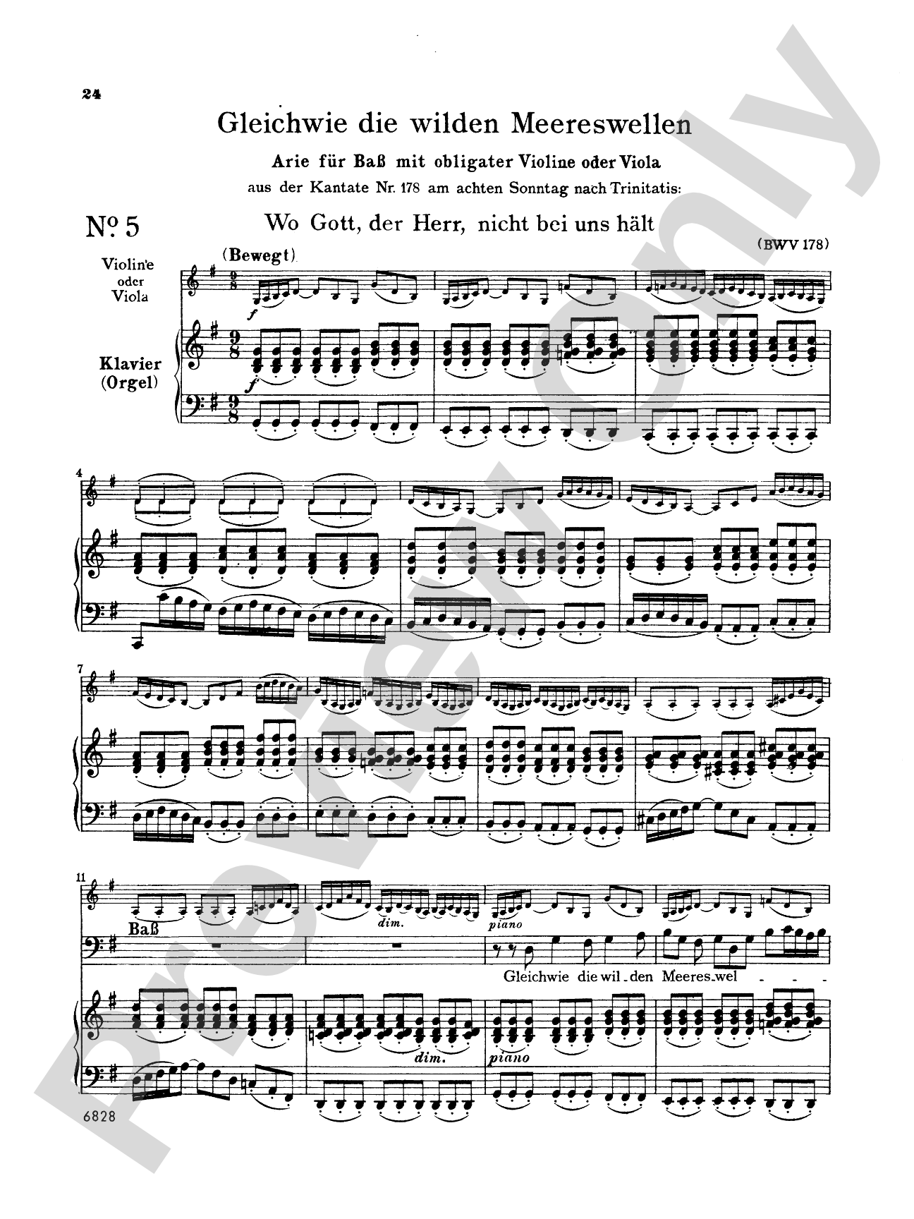 Bach: 12 Bass Arias from Church Cantatas (German)