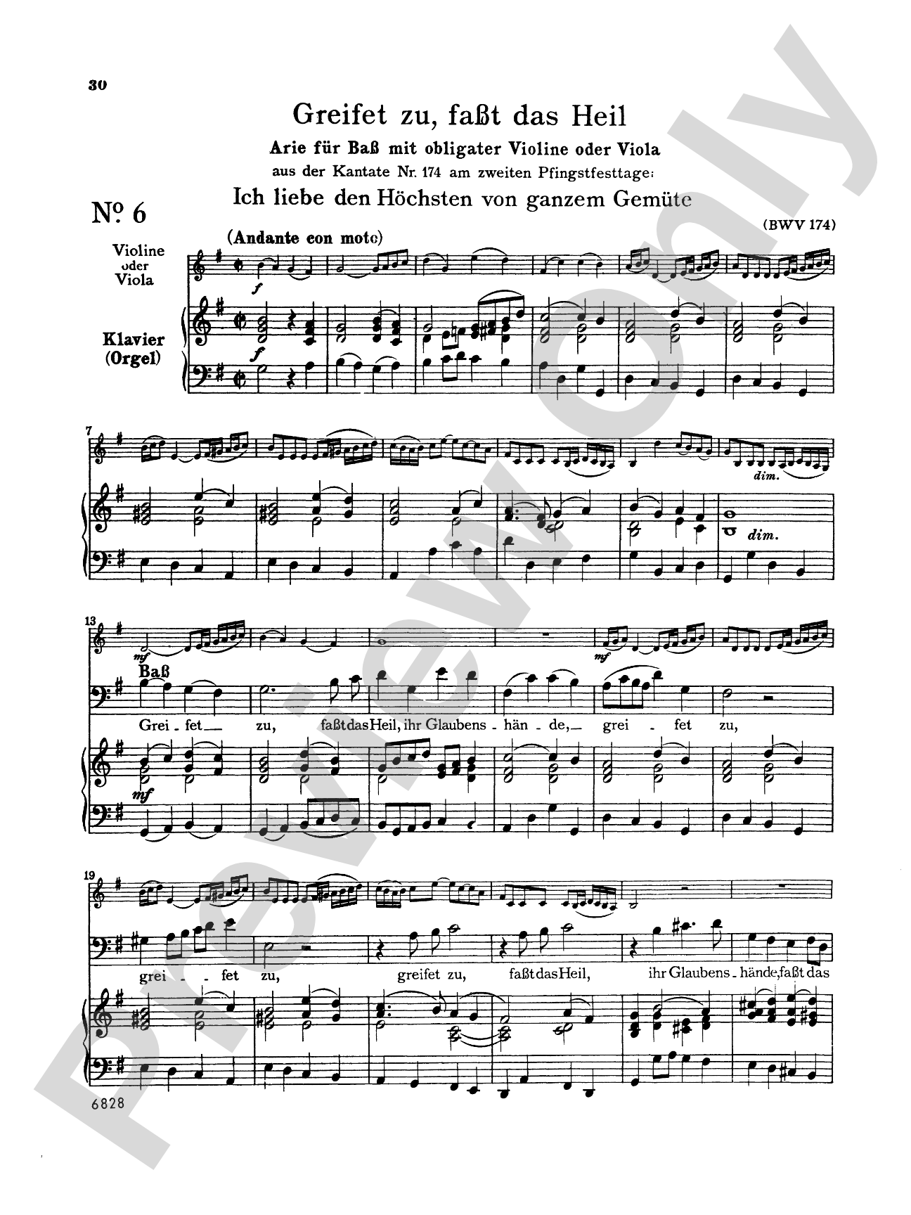 Bach: 12 Bass Arias from Church Cantatas (German)