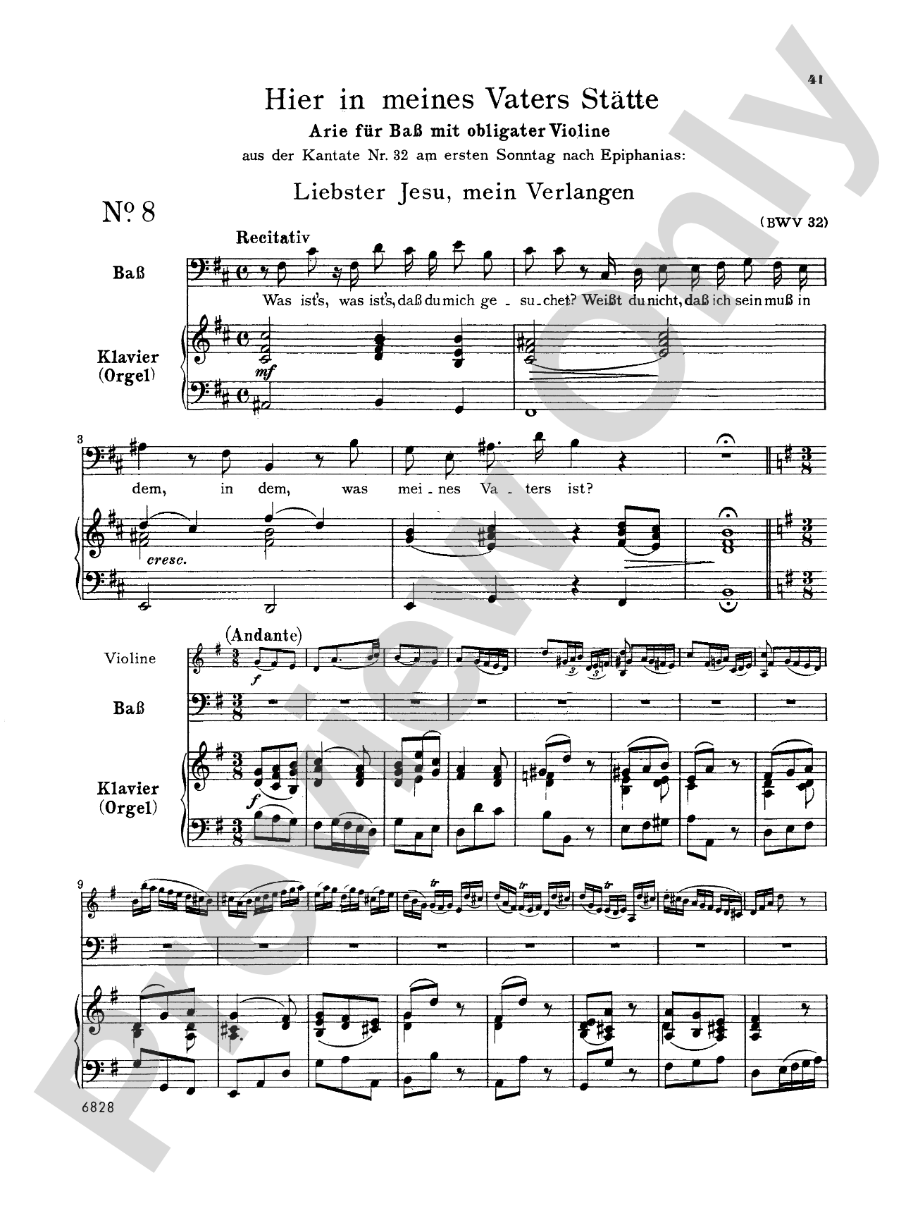 Bach: 12 Bass Arias from Church Cantatas (German)