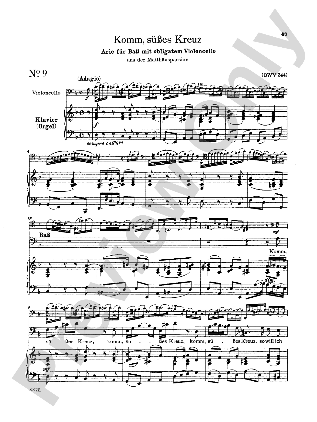 Bach: 12 Bass Arias from Church Cantatas (German)