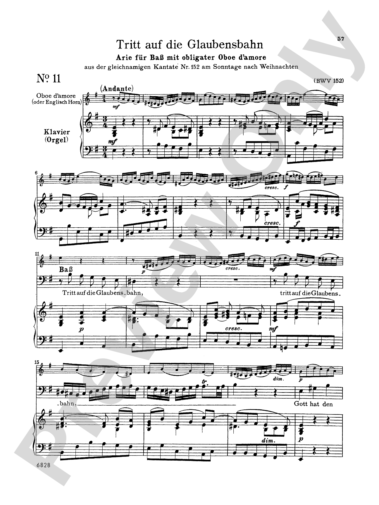 Bach: 12 Bass Arias from Church Cantatas (German)