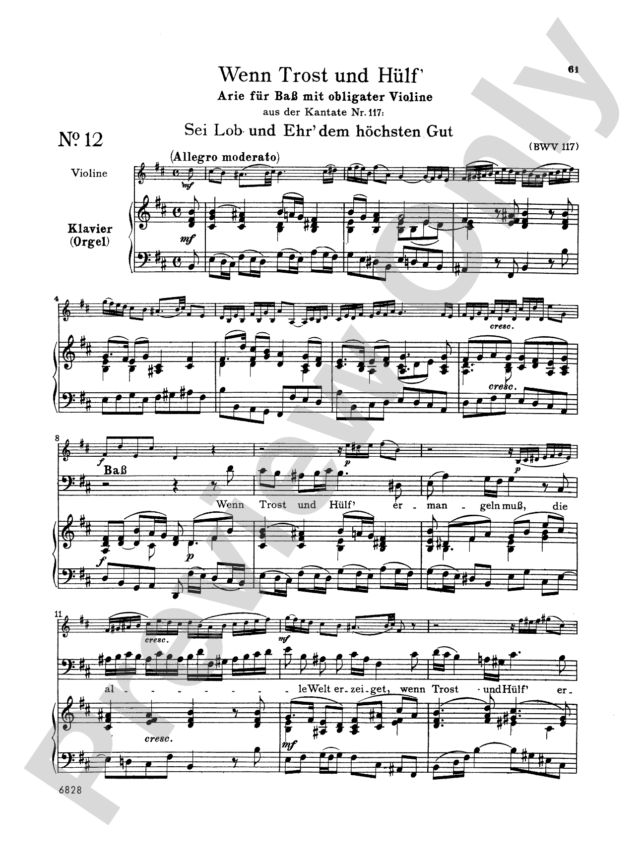 Bach: 12 Bass Arias from Church Cantatas (German)
