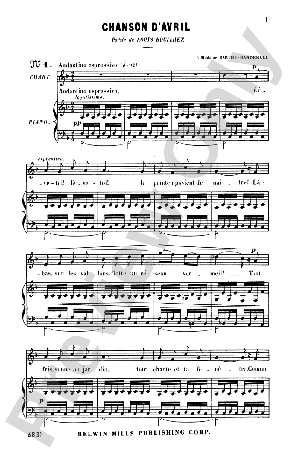 Bizet: Twenty Melodies-- Soprano or Tenor (French): Vocal Book