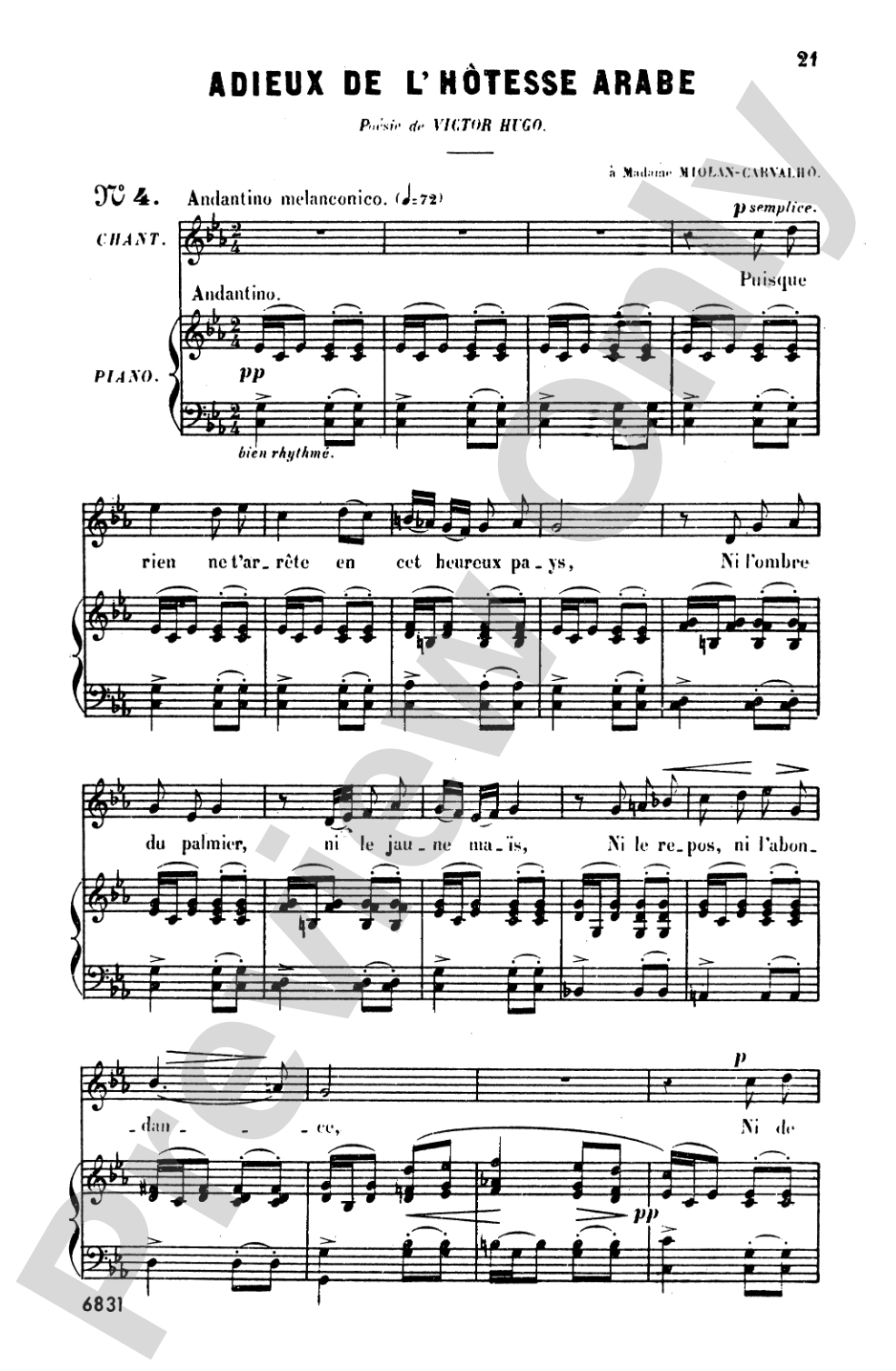 Bizet: Twenty Melodies-- Soprano or Tenor (French)