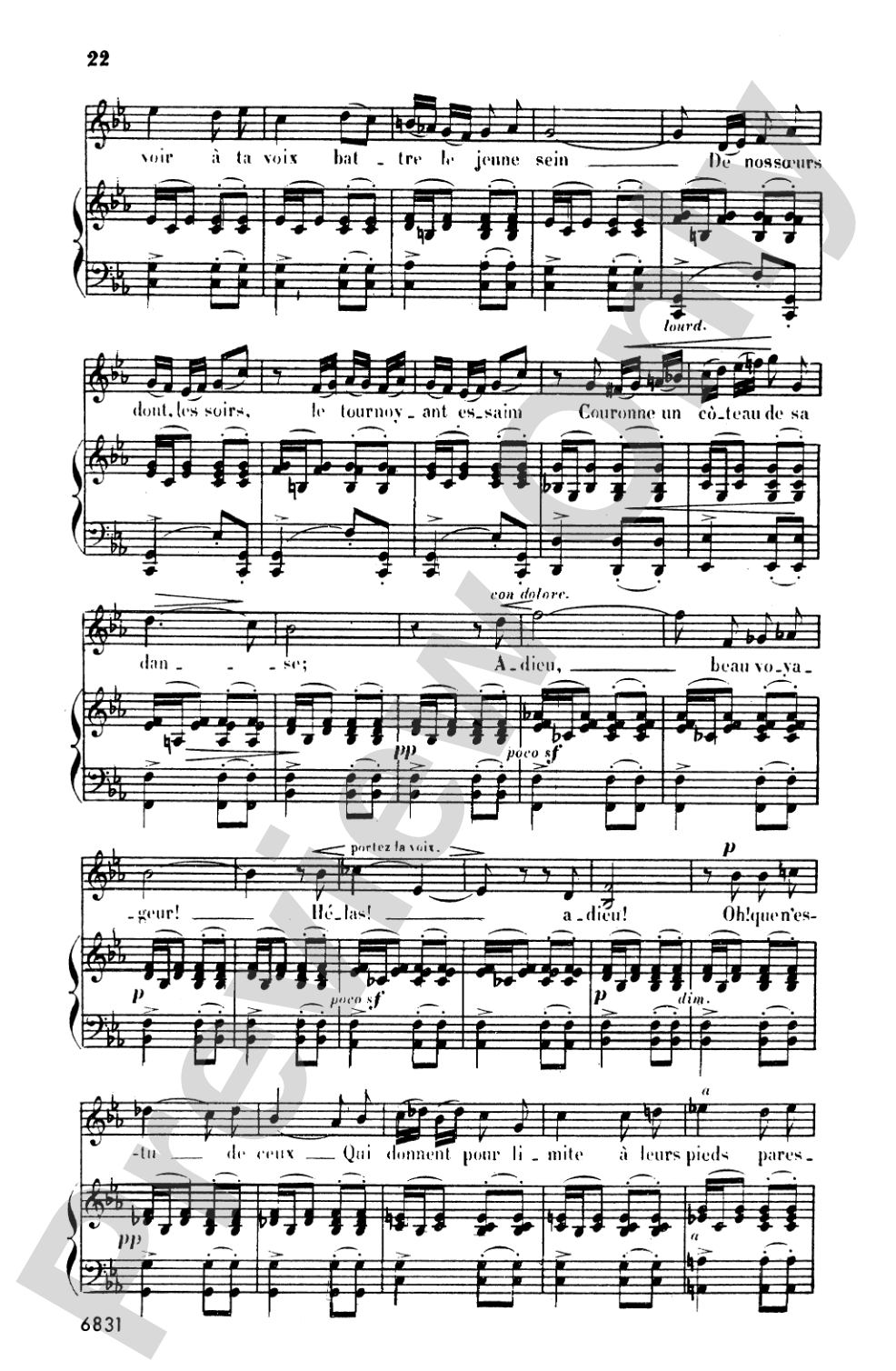 Bizet: Twenty Melodies-- Soprano or Tenor (French)