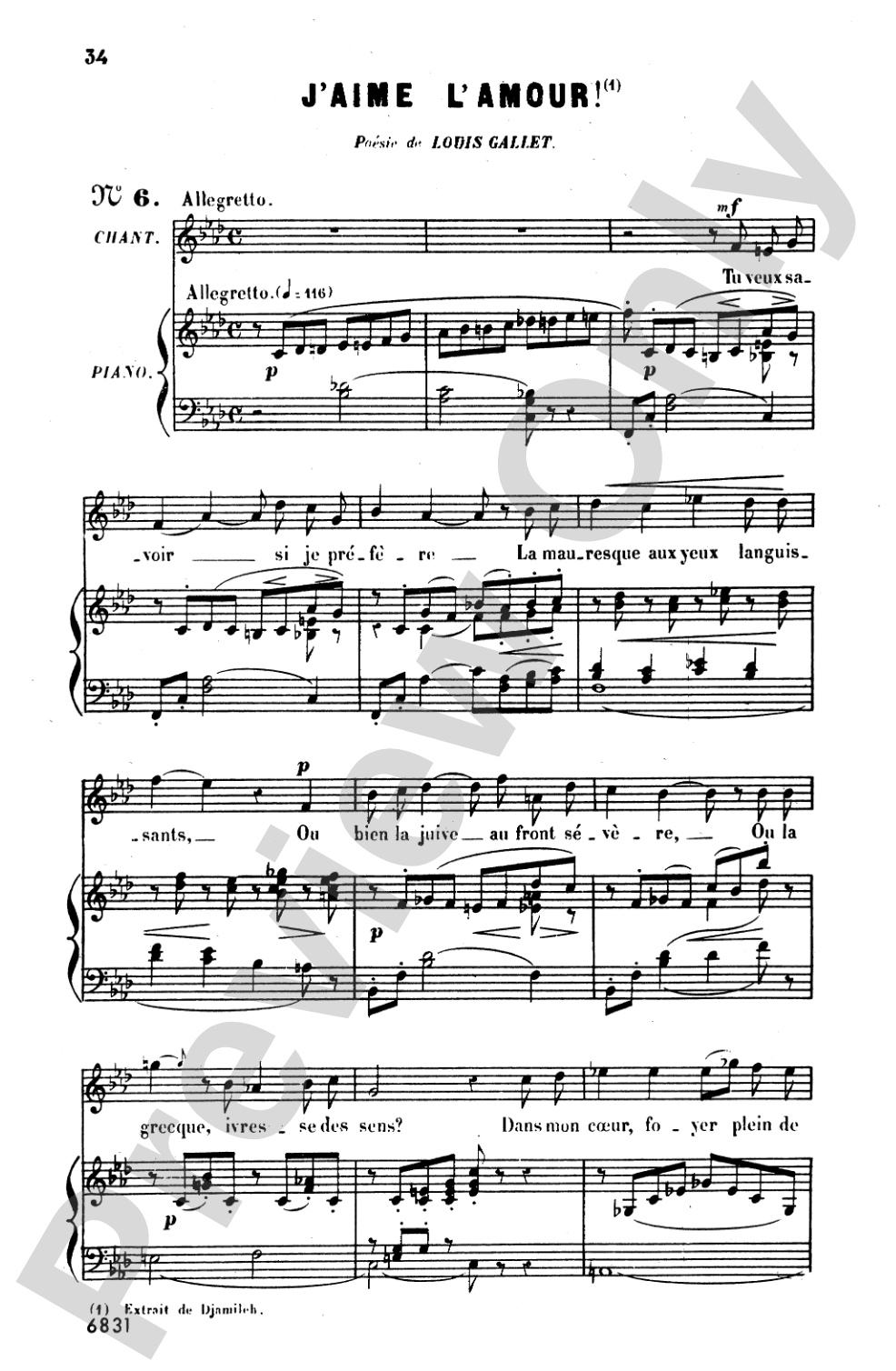 Bizet: Twenty Melodies-- Soprano or Tenor (French)