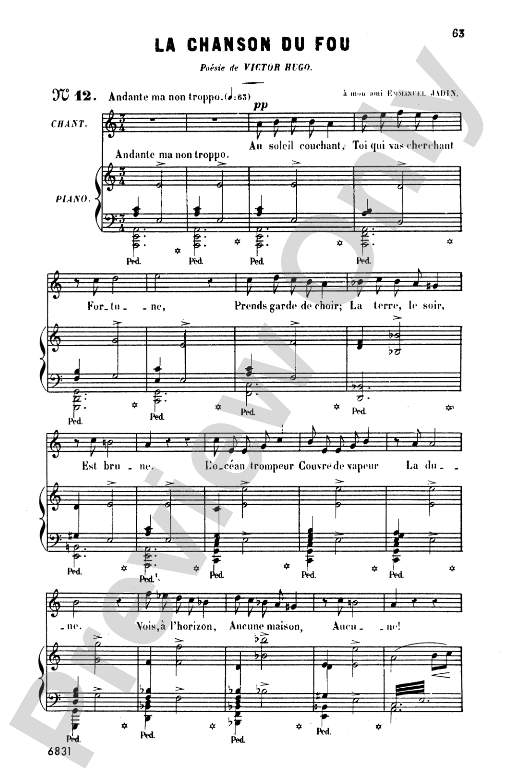 Bizet: Twenty Melodies-- Soprano or Tenor (French)