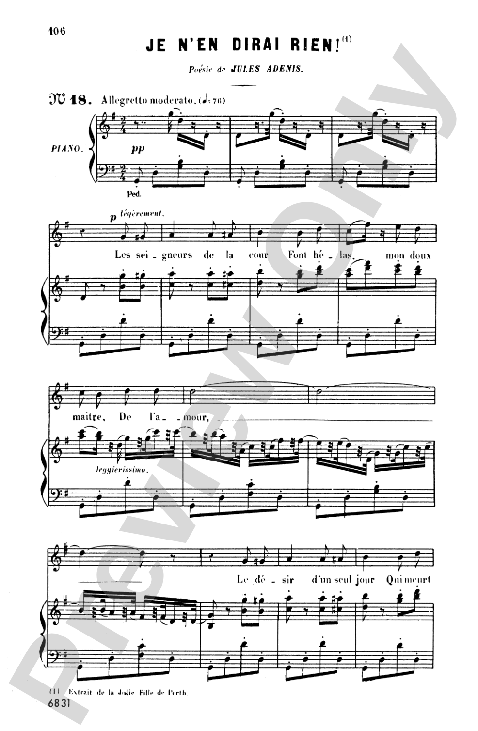 Bizet: Twenty Melodies-- Soprano or Tenor (French)