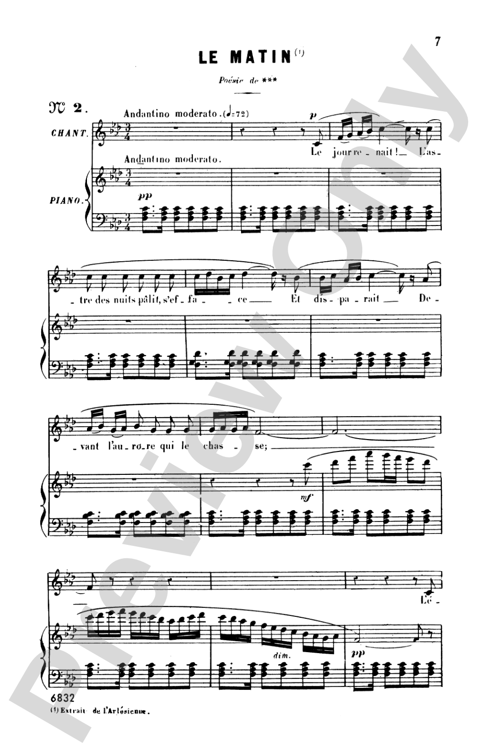 Bizet: Twenty Melodies-- Mezzo-Soprano or Baritone (French)