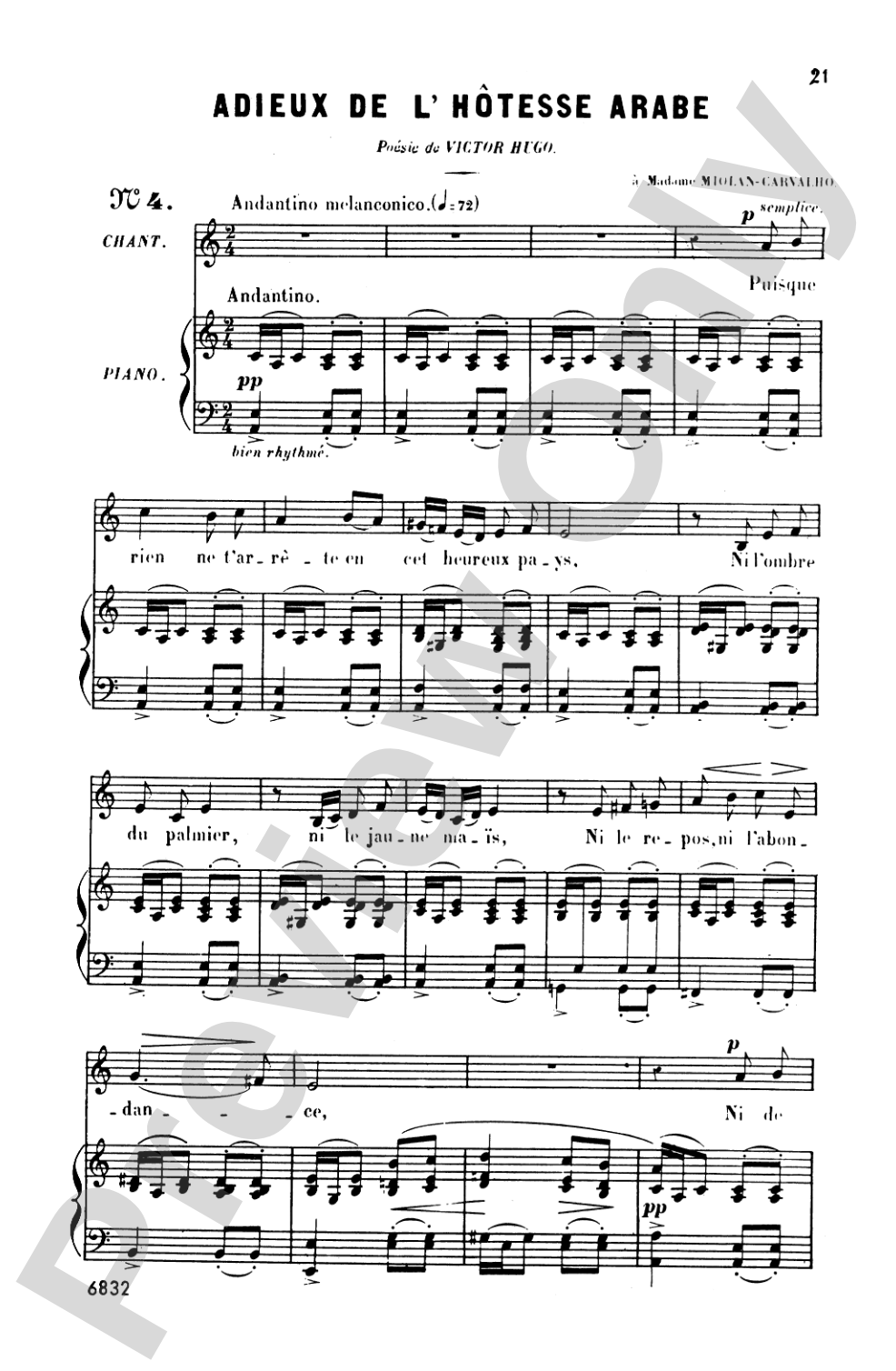 Bizet: Twenty Melodies-- Mezzo-Soprano or Baritone (French)