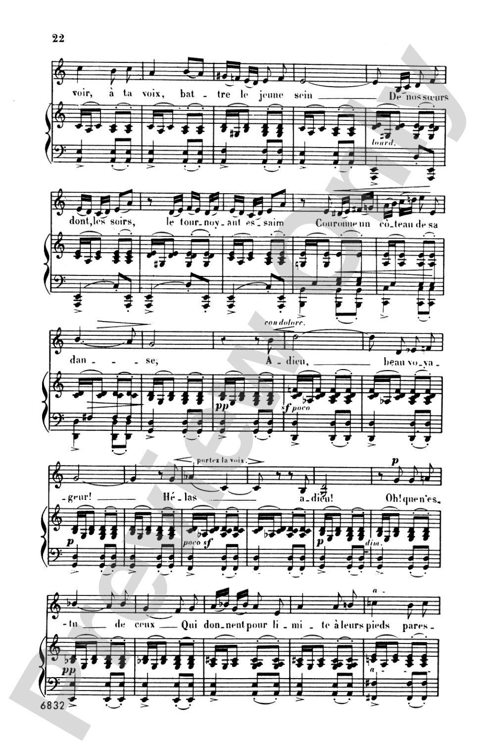 Bizet: Twenty Melodies-- Mezzo-Soprano or Baritone (French)