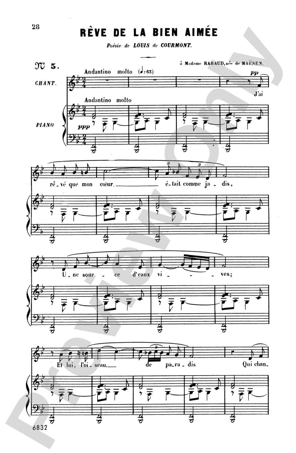 Bizet: Twenty Melodies-- Mezzo-Soprano or Baritone (French)