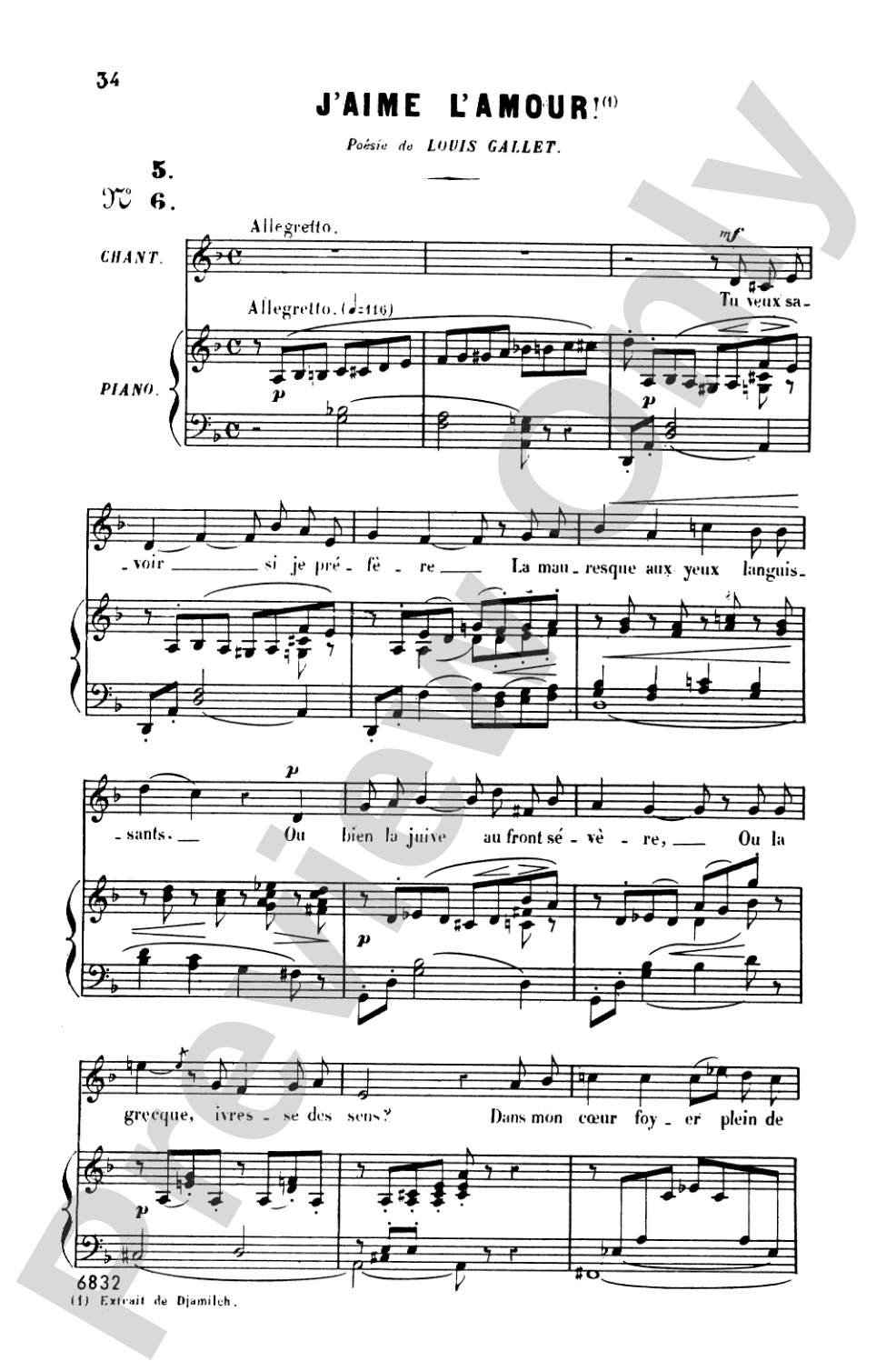 Bizet: Twenty Melodies-- Mezzo-Soprano or Baritone (French)